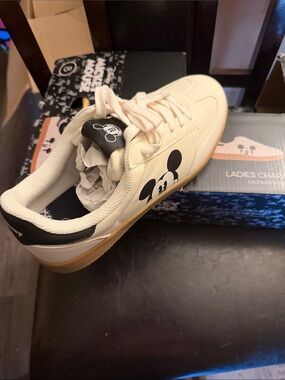 Women’s Mickey Mouse Cream Sneaker with Black Accents